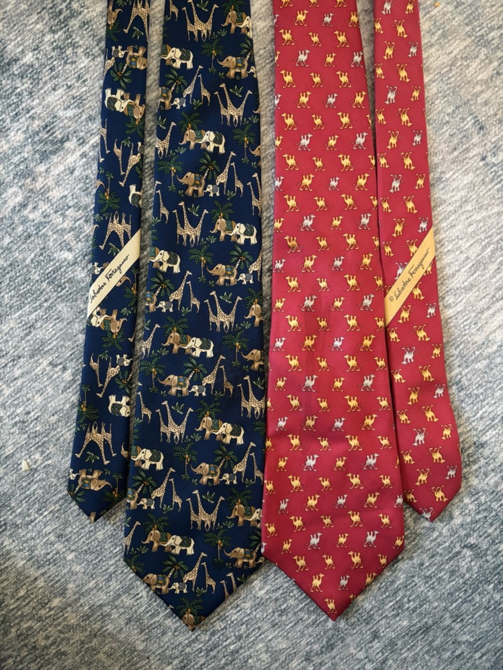 Salvatore Ferragamo Silk Ties Giraffe Camel Safari Animals